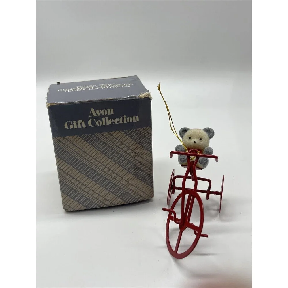 Vintage Avon Teddy Bear Ornament Holiday Collection Lot Of 4 In Orginal Box